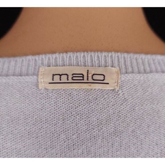 Malo Cashmere Cardigan Size 40 US 8 M Womens Pale Blue Sweater $550 - Picture 8 of 11